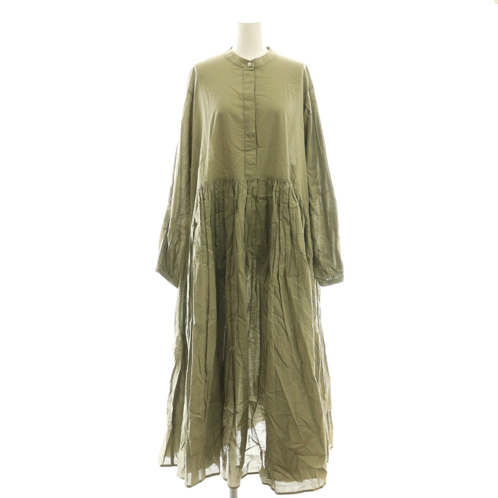 【中古】ビアズリー BEARDSLEY ガリャルダガランテ ギャザーワンピース シャツワンピース ロング 1 カーキ /DF ■OS レディース 【ベクトル 古着】 260120