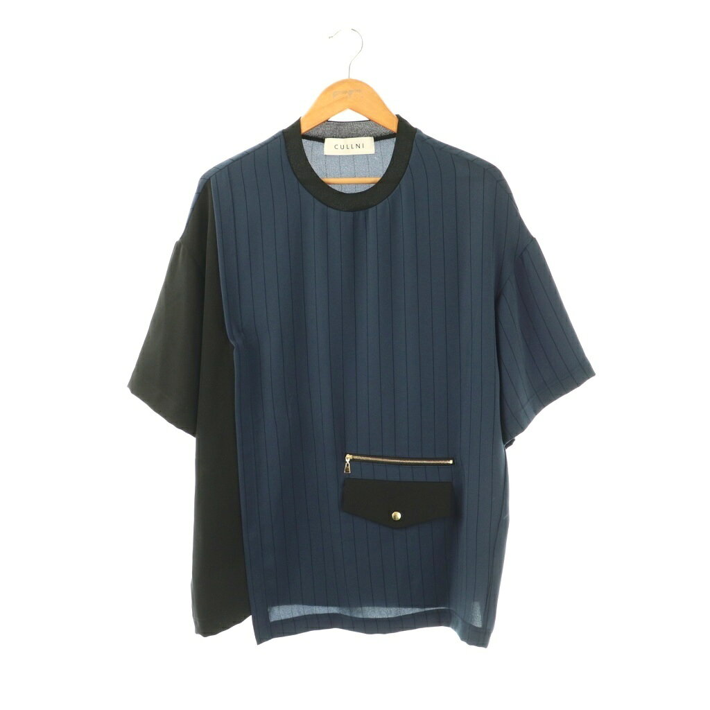 【中古】クルニ CULLNI STUDIOUS別注 WIDE STRIPE COMBI POトップス プルオーバーシャツ カットソー 2 ネイビー ブラック /ES ■OS ■SH メンズ 【ベクトル 古着】 260116