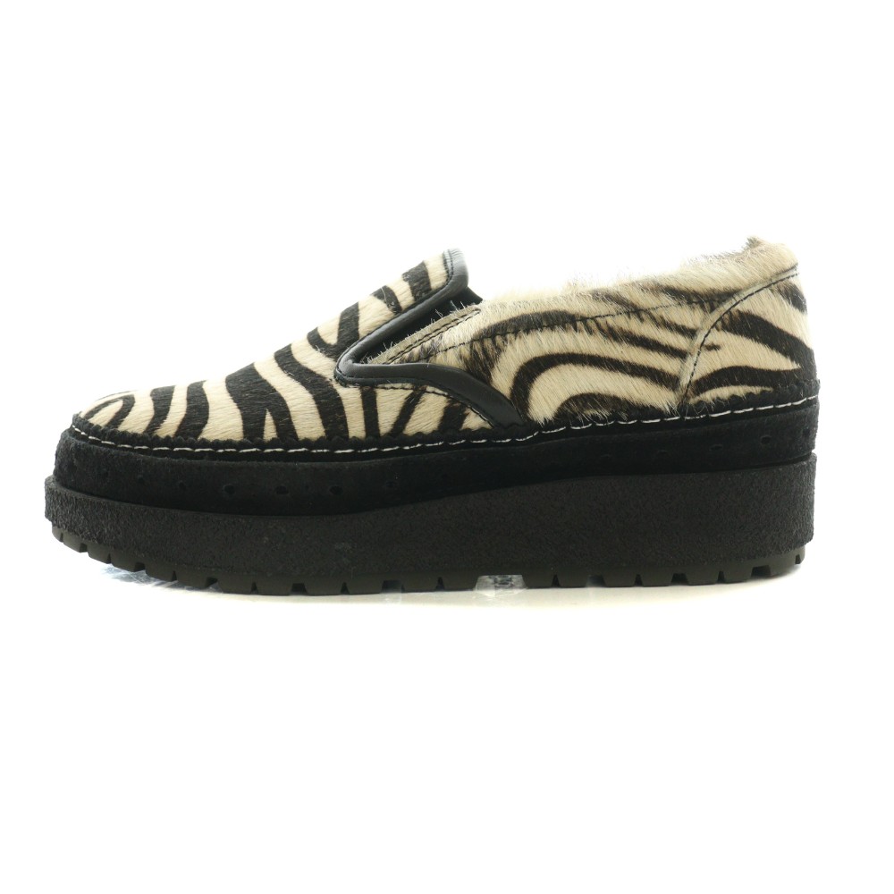 【中古】サカイ sacai ゼブラ柄ハラコスリッポン 37 ベージュ 黒 ブラック /SS ■OS...