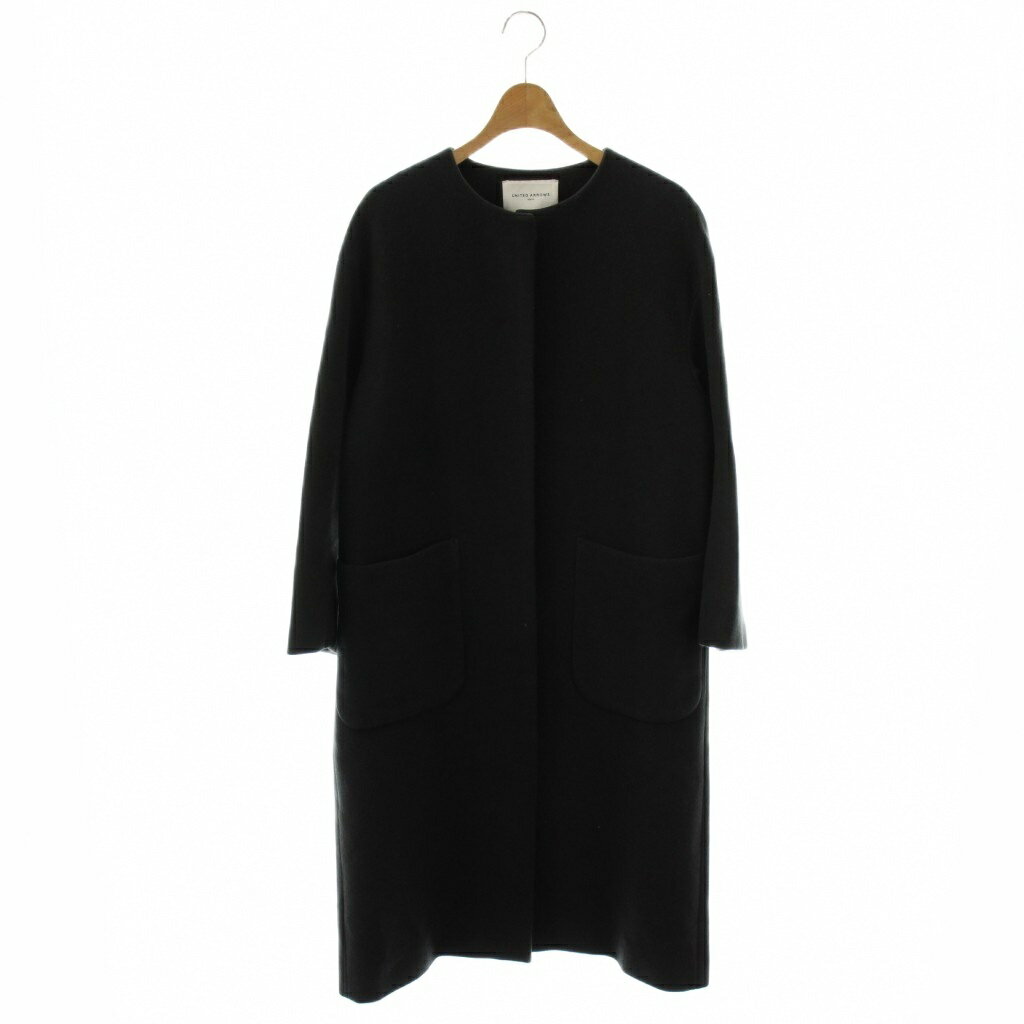 【中古】ユナイテッドアローズ UNITED ARROWS UWSC W/N ノーカラー コート ロング アウター ウール 34 チャコールグレー /NR ■OS レディース 【ベクトル 古着】 260129