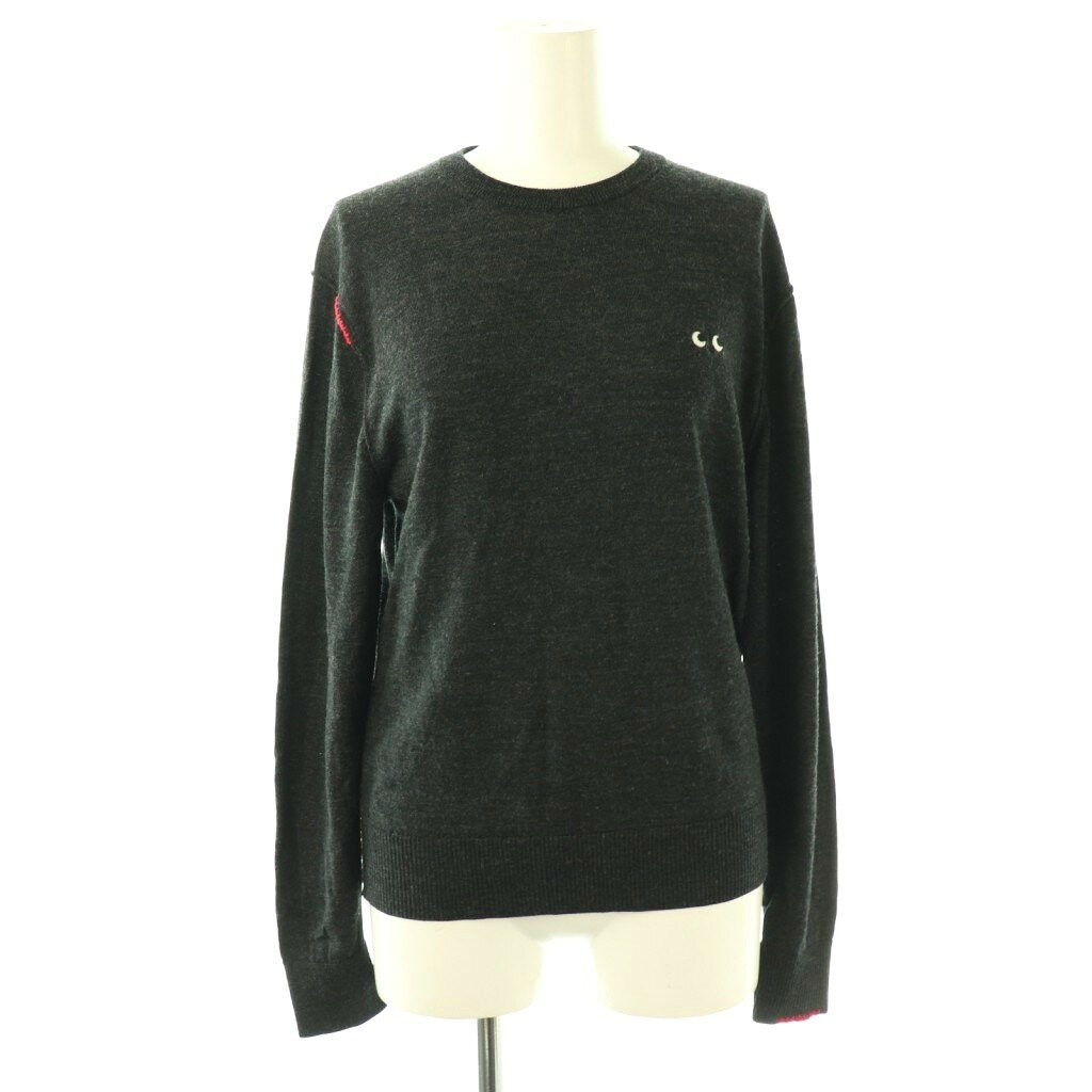 アニヤハインドマーチ ANYA HINDMARCH ×ユニクロ UNIQLO ニット メリノクルーネックセーター S ブラック レッド /ES ■OS レディース  260129