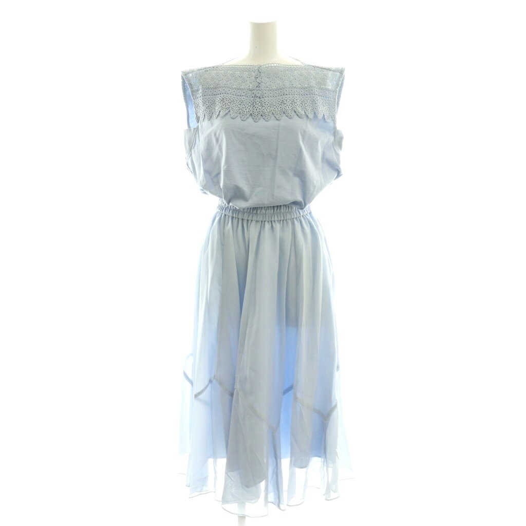 【中古】未使用品 スウィングル Swingle レース 切替 ノースリーブ ワンピース ロング XS ライトブルー /DF ■OS レディース 【ベクトル 古着】 260205