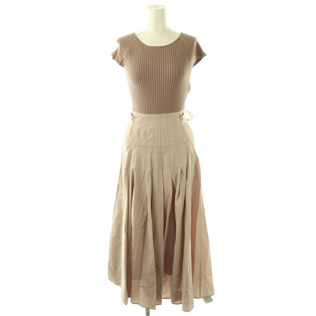 【中古】未使用品 リランドチュール Rirandture フレンチスリーブウエストリボンドッキングワンピース ロング 1 ピンク /DF ■OS レディース 【ベクトル 古着】 260204