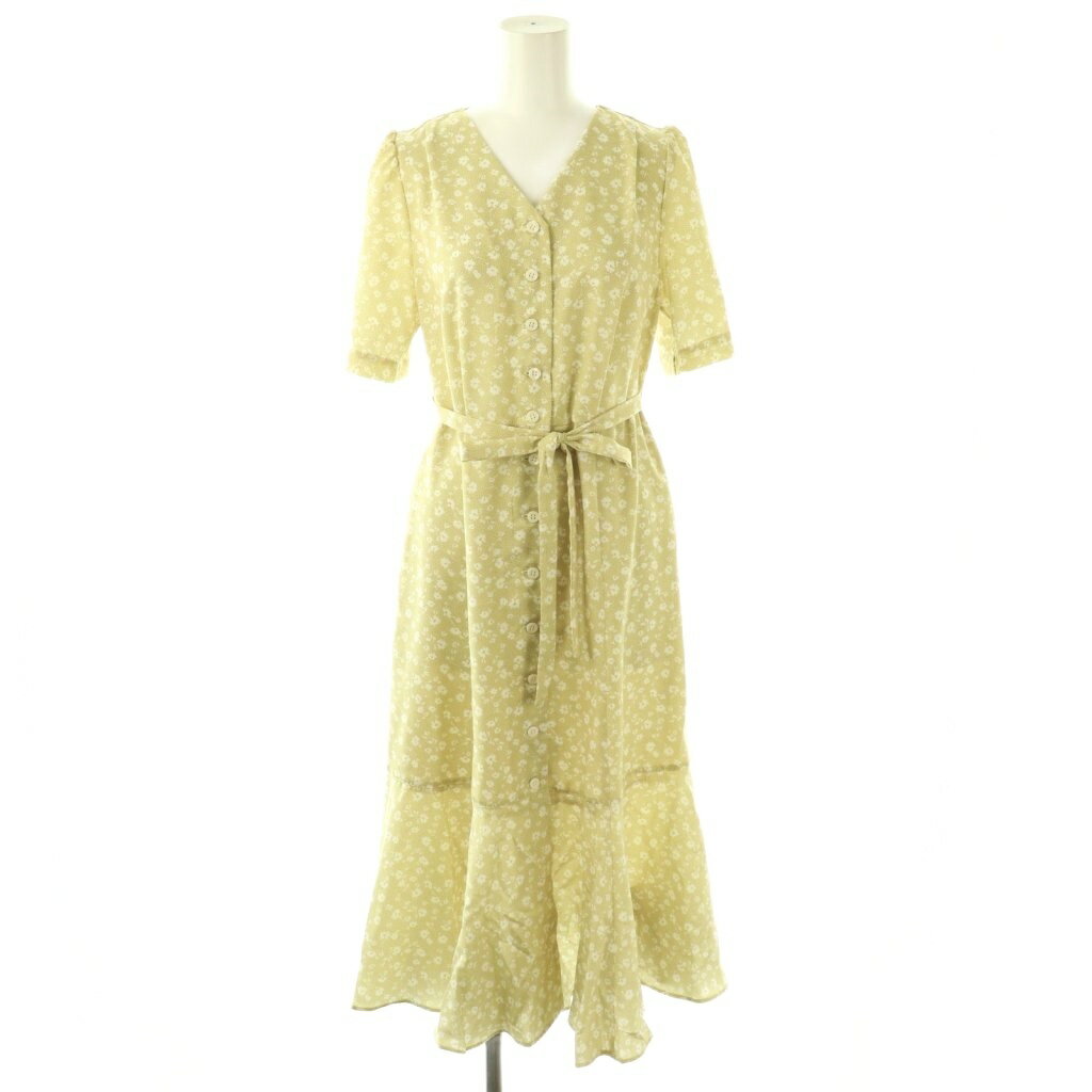 【中古】未使用品 ジャスグリッティー JUSGLITTY 洗える前ボタンレトロフラワーワンピース ロング 0 イエロー /DF ■OS レディース 【ベクトル 古着】 260204