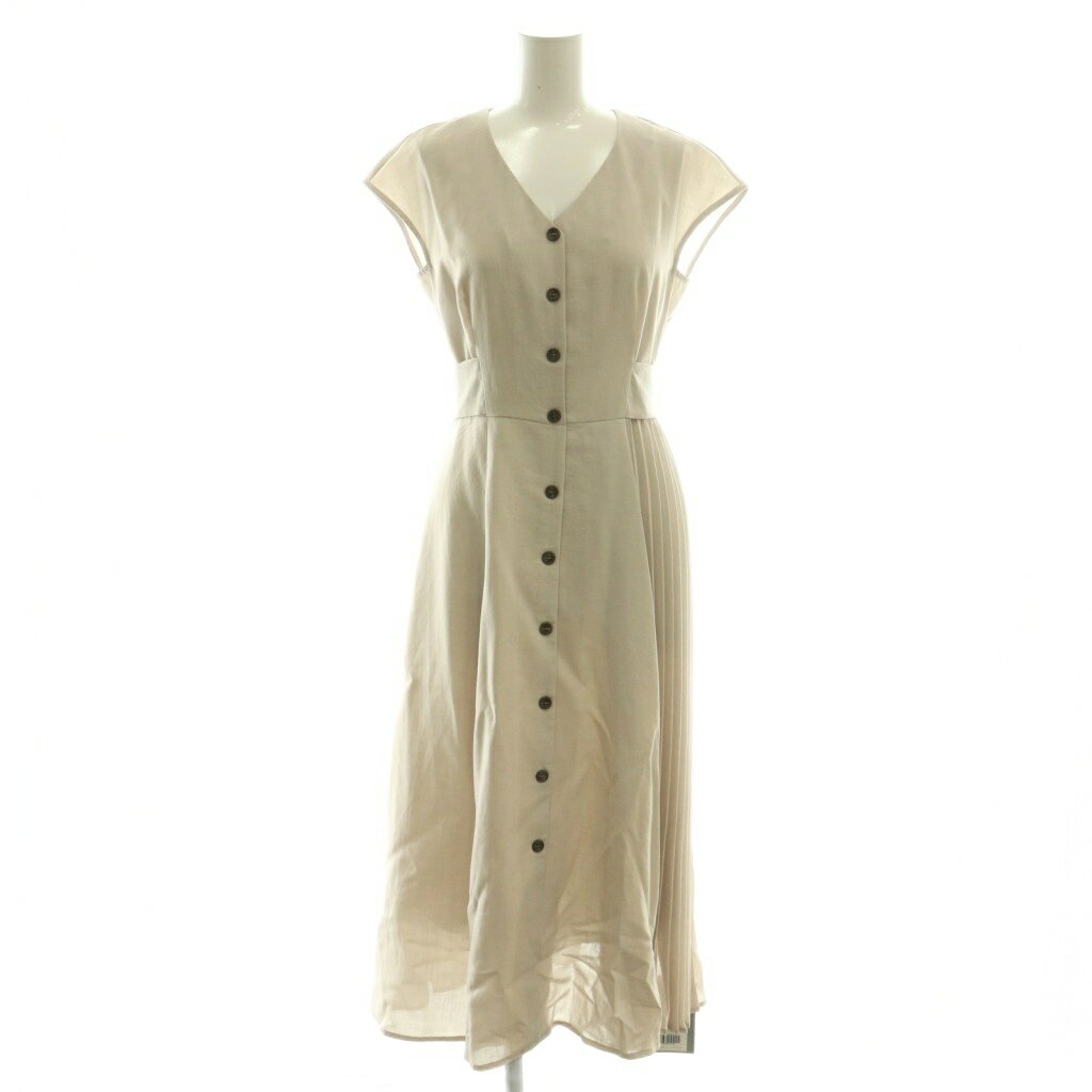 【中古】未使用品 リランドチュール Rirandture サイドプリーツワンピース ロング リボン 1 ピンクベージュ /DF ■OS レディース 【ベクトル 古着】 260205