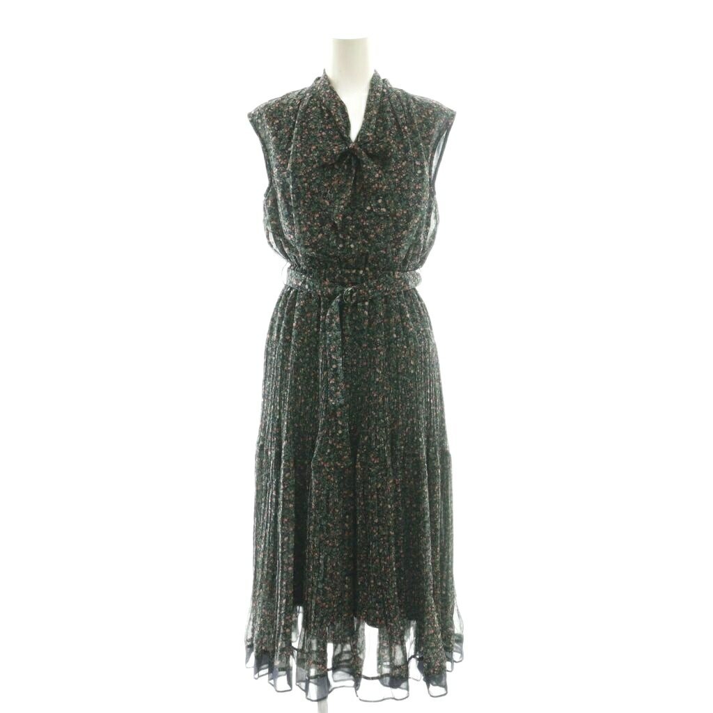 【中古】未使用品 アプワイザーリッシェ Apuweiser-riche 洗えるプリーツティアードワンピース ロング 0 ダークネイビー マルチカラー /DF ■OS レディース 【ベクトル 古着】 260205