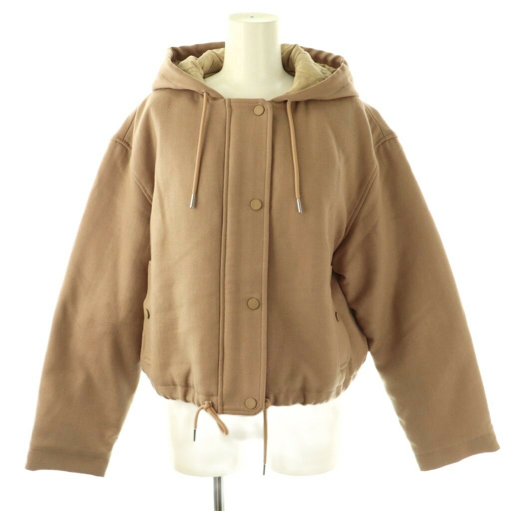 【中古】セオリー Theory DOUBLE FLANNEL CROPPED PARK ジャケット パーカー ブルゾン 中綿 S ベージュ /ES ■OS レディース 【ベクトル 古着】 260210