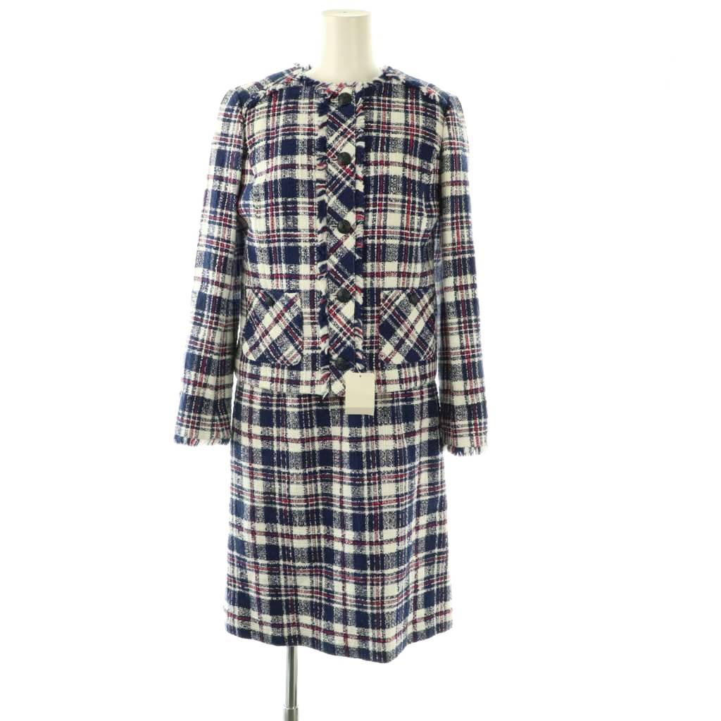 【中古】ブルックスブラザーズ BROOKS BROTHERS ツイード ジャケット ワンピース セットアップ 2 4 青 赤 白 /CX ■OS レディース 【ベクトル 古着】 260207
