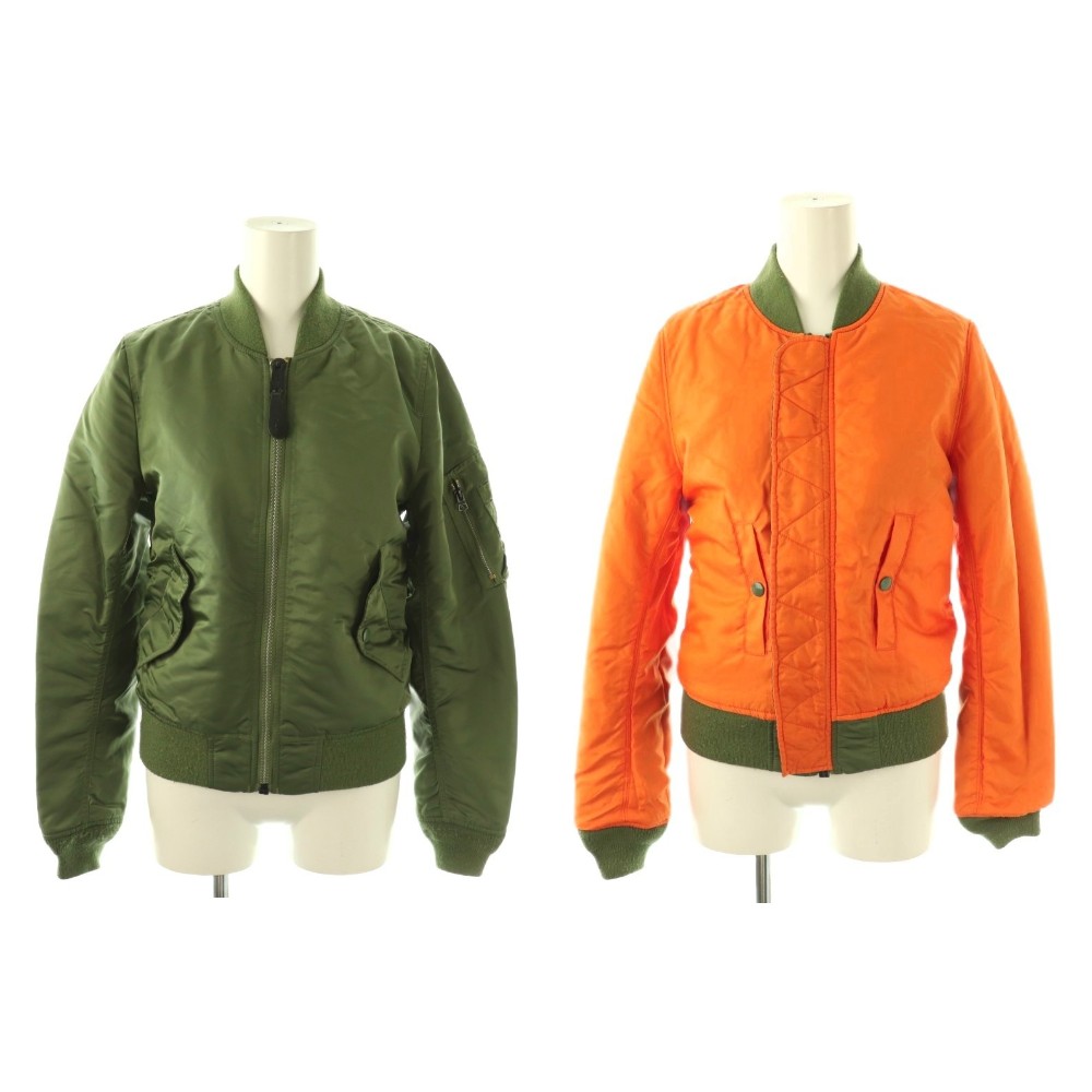 【中古】アルファインダストリーズ ALPHA INDUSTRIES リバーシブル MA-1 フライトジャケット ブルゾン S カーキ オレンジ TA7010-203 /CX ■OS レディース 【ベクトル 古着】 260221