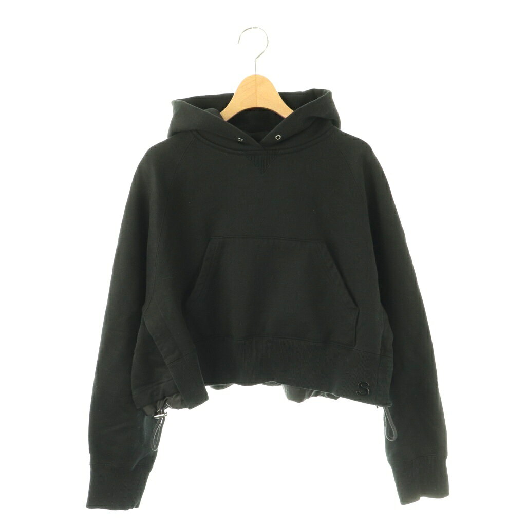 【中古】サカイ sacai 23年 23-06512 Sponge Sweat Hoodie パーカー スウェット クロップド 2 ブラック /ES ■OS レディース 【ベクトル 古着】 260217