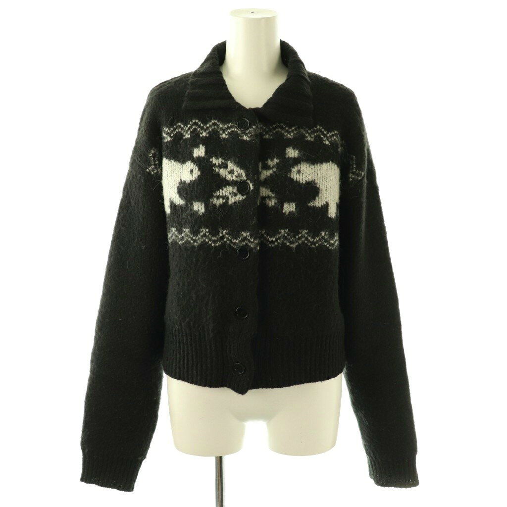 ベイシックス BASICKS 25AW Heart Nordic Short Cardigan カーディガン ニット モヘア混 M ブラック ホワイト /ES ■OS レディース  260309