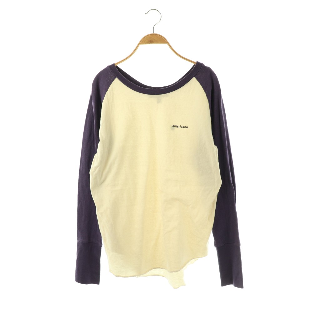 乐天商城 - 【中古】アメリカーナ AMERICANA ベースボールTシャツ BEAUTY&YOUTH別注 F ホワイト、パープル ラグランスリーブ /OK ■OS レディース 【ベクトル 古着】 260311