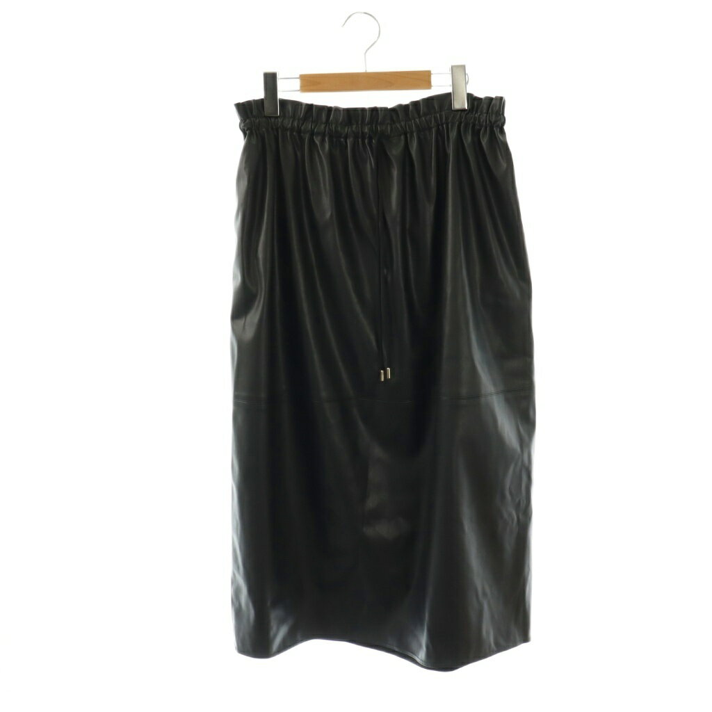 ドゥロワー Drawer プレレザーライクドローストリングスカート PRE Leather-Like Drawstring SKIRT ロング フレア フェイクレザー エコレザー イージー ウエストゴム 38 黒 ブラック 6524-2-991938 /YT ■SH レディース  260316