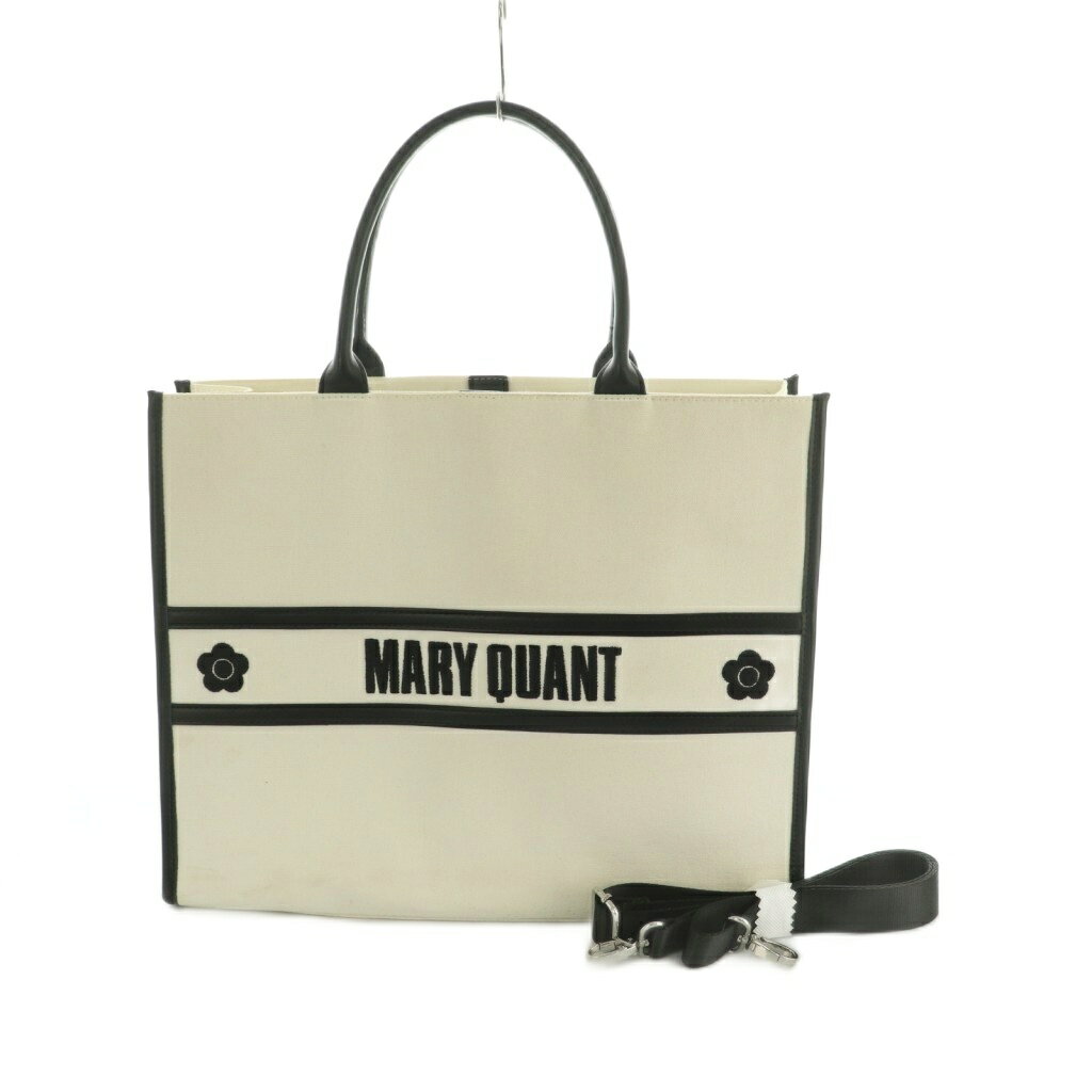 【中古】マリークワント MARY QUANT EAT ME バイカラートートバッグ キャンバス 白 黒 /MI ■OS レディース 【ベクトル 古着】 260318