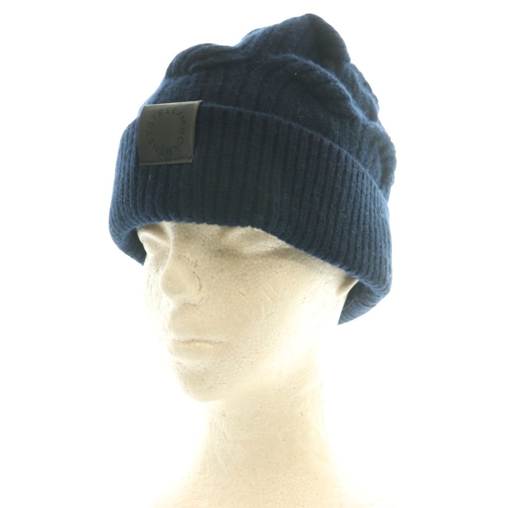 ブランド古着ベクトルプレミアム店の【中古】ステラマッカートニー STELLA McCARTNEY ファラベラ ケーブルニット ビーニー ニットキャップ 帽子 ウール U 紺 ネイビー /SS ■OS ■SH レディース 【ベクトル 古着】 260323｜アングル3