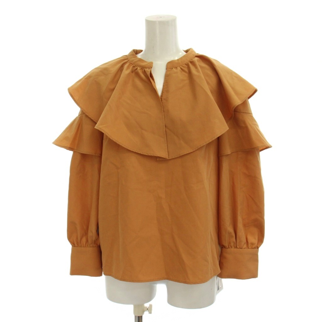 【中古】フェルゥ Feroux ラッフルスキッパー ブラウス シャツ F オレンジ 長袖 /AG ■OS レディース 【ベクトル 古着】 260402
