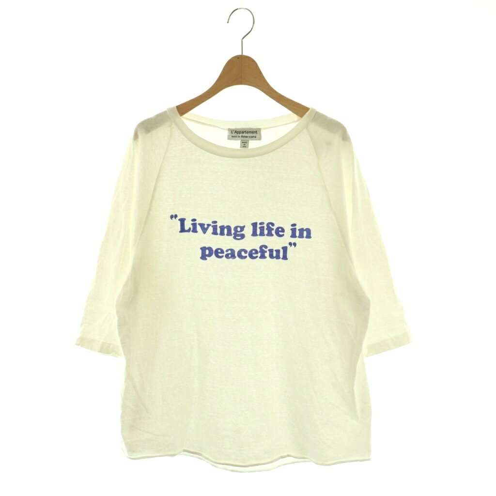 【中古】アメリカーナ AMERICANA × アパルトモン LAppartement Living life in peaceful Tシャツ カットソー 七分袖 ホワイト /DF ■OS レディース 【ベクトル 古着】 260326