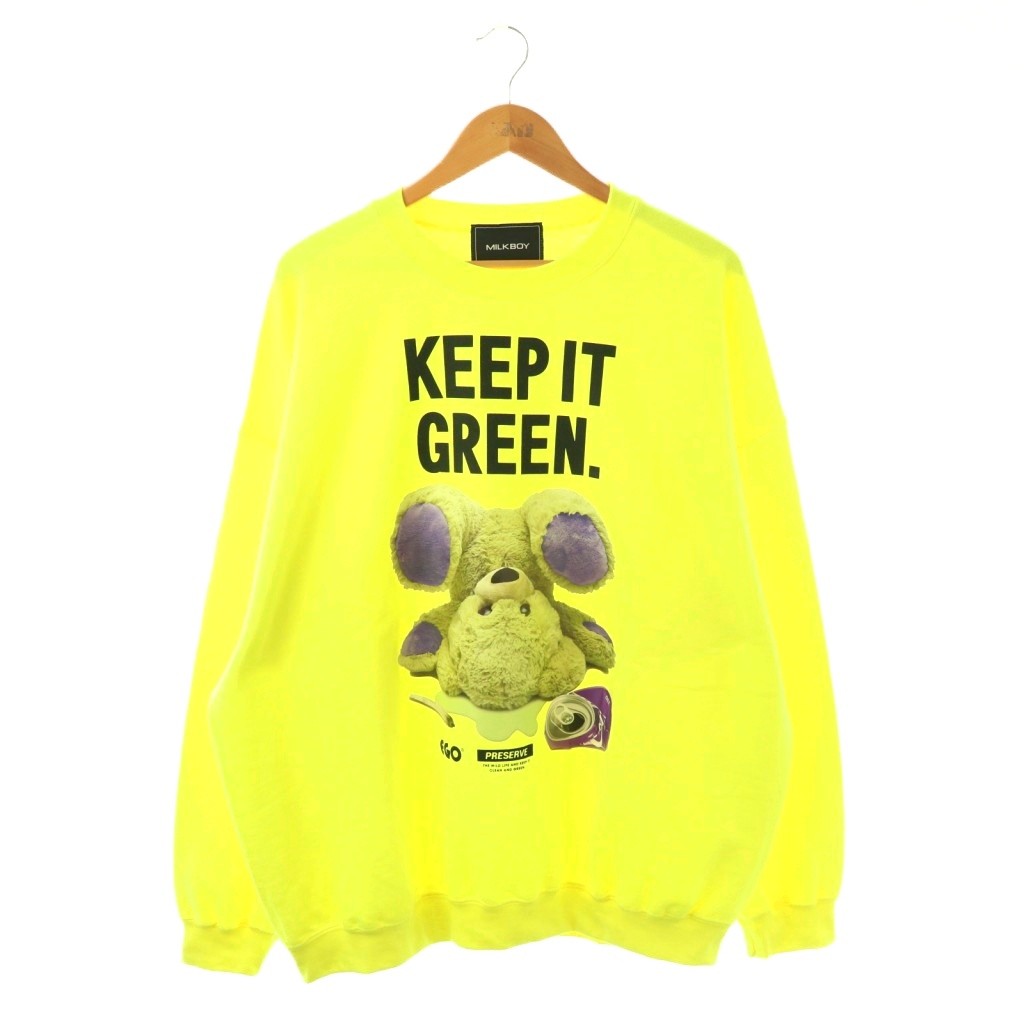 【中古】ミルクボーイ MILKBOY KEEP IT GREEN プリントスウェット カットソー 長袖 XXL イエロー マルチカラー /DO ■OS レディース 【ベクトル 古着】 260326