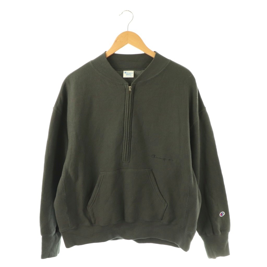 【中古】チャンピオン CHAMPION ハーフシップスウェット 裏起毛 長袖 M チャコールグレー /HK ■OS レディース 【ベクトル 古着】 260330
