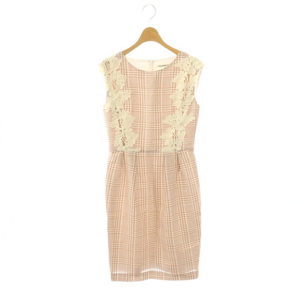樂天商城 - 【中古】ストロベリーフィールズ STRAWBERRY-FIELDS チェック柄 ノースリーブワンピース ひざ丈 ブラウン ホワイト /DF ■OS レディース 【ベクトル 古着】 260401