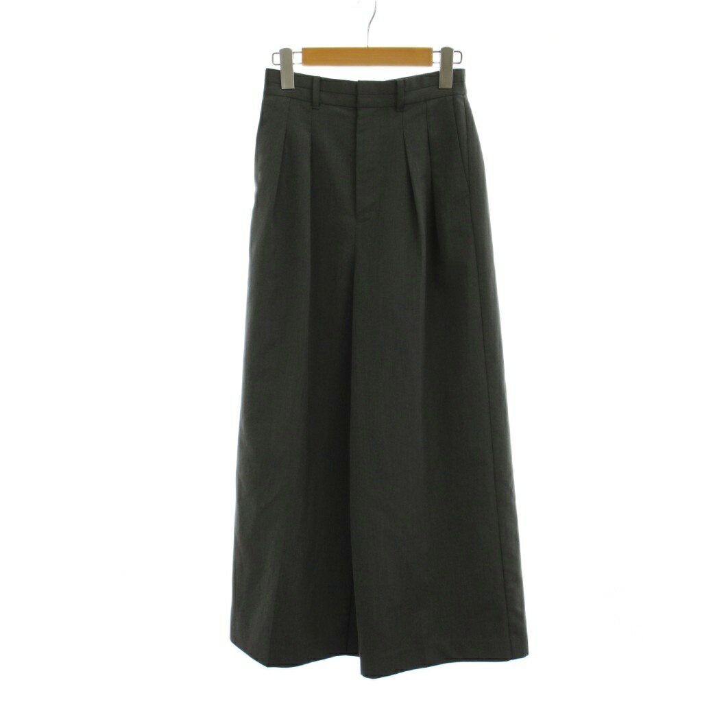 Cropped Pants - 【中古】スナイデル SNIDEL タックパンツ 0 灰色 グレー 無地 ワイドシルエット フルレングス /AG ■OS レディース 【ベクトル 古着】 260402