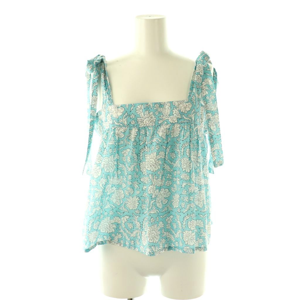エスゼット SZ BLOCKPRINTS EMMA TANK NILA リボンショルダーブラウス 花柄 水色 白 /CX ■OS レディース  260404