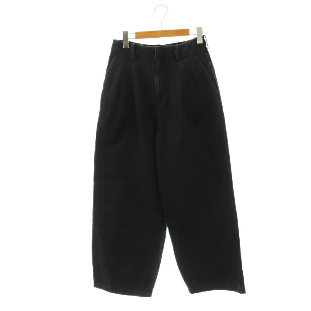 [중고] 슬로브 예나 SLOBE IENA 25AW LEDENIM BLUR TUCK TROUSER 데님 팬츠 청바지 와이드 38 블랙 /CX ■OS 레이디스 [벡터 헌옷] 260403