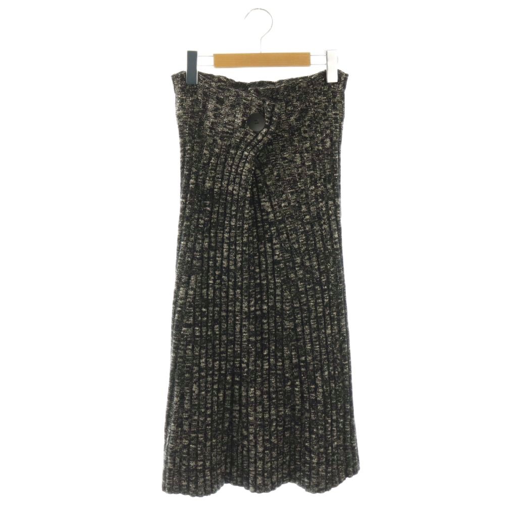 【中古】デプレ DES PRES トゥモローランド 24AW アルパカミックススラブ フレアミディスカート ニット ロング F ブラック /HK ■OS レディース 【ベクトル 古着】 260407