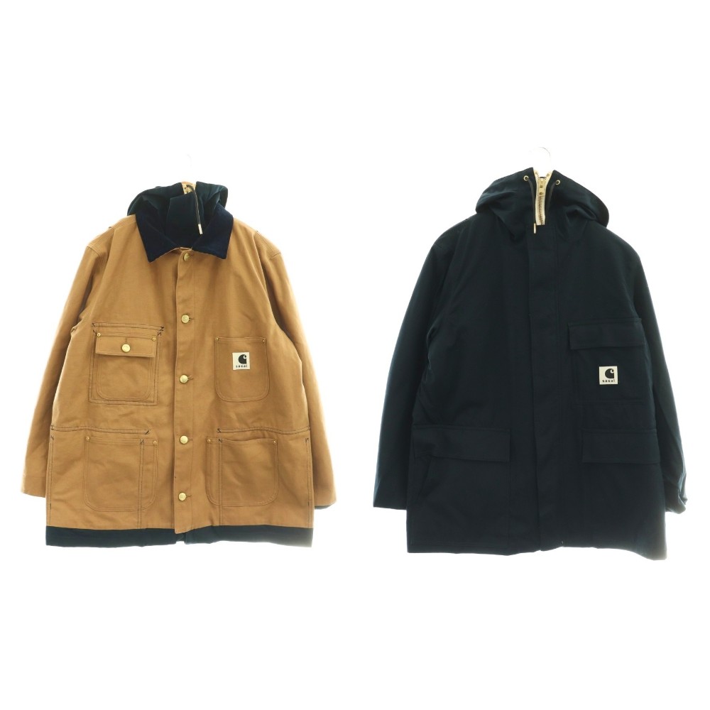 【中古】サカイ sacai × Carhartt WIP 24-03390Mリバーシブル コート ジャケット アウター コットン 1 ベージュ 紺 ネイビー /NR ■OS ■AD メンズ 【ベクトル 古着】 260408