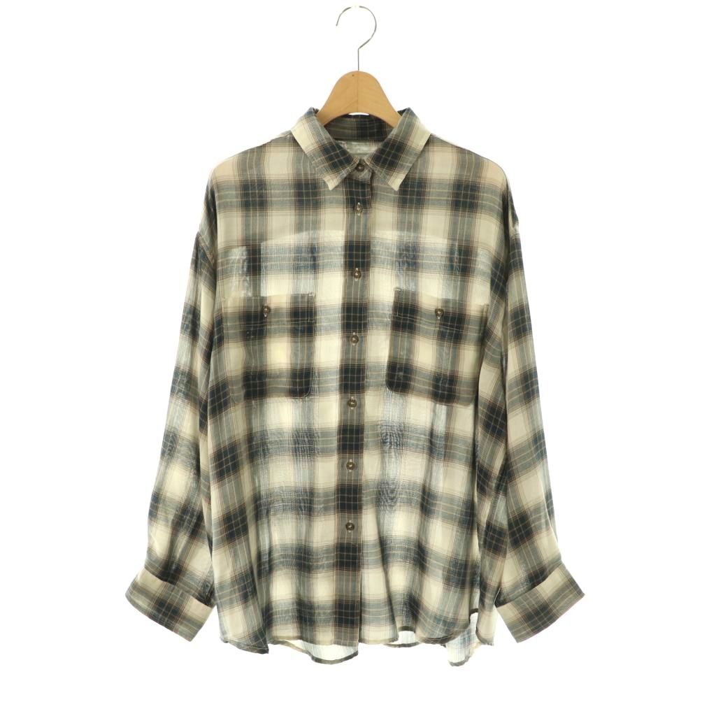 【中古】スローブ イエナ SLOBE IENA 25AW ビエラチェックルーズシャツ ブラウス 前開き 紺 ベージュ /CX ■OS レディース 【ベクトル 古着】 260410