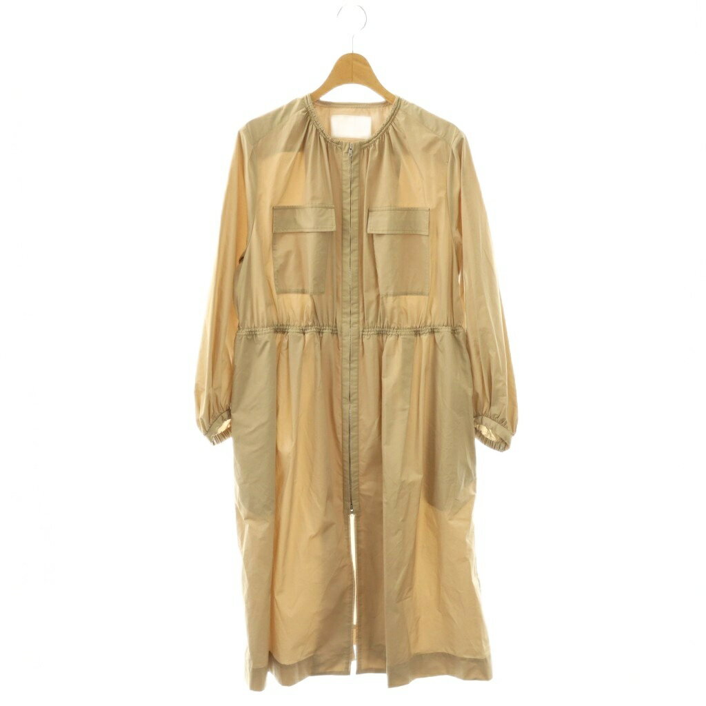 Rakuten - 【中古】ボールジー BALLSEY トゥモローランド 24SS ライトタフタ ジップアップロングコート ノーカラー アウター ワンカラー 38 ベージュ 11-08-42-08102 /BB レディース 【ベクトル 古着】 260412