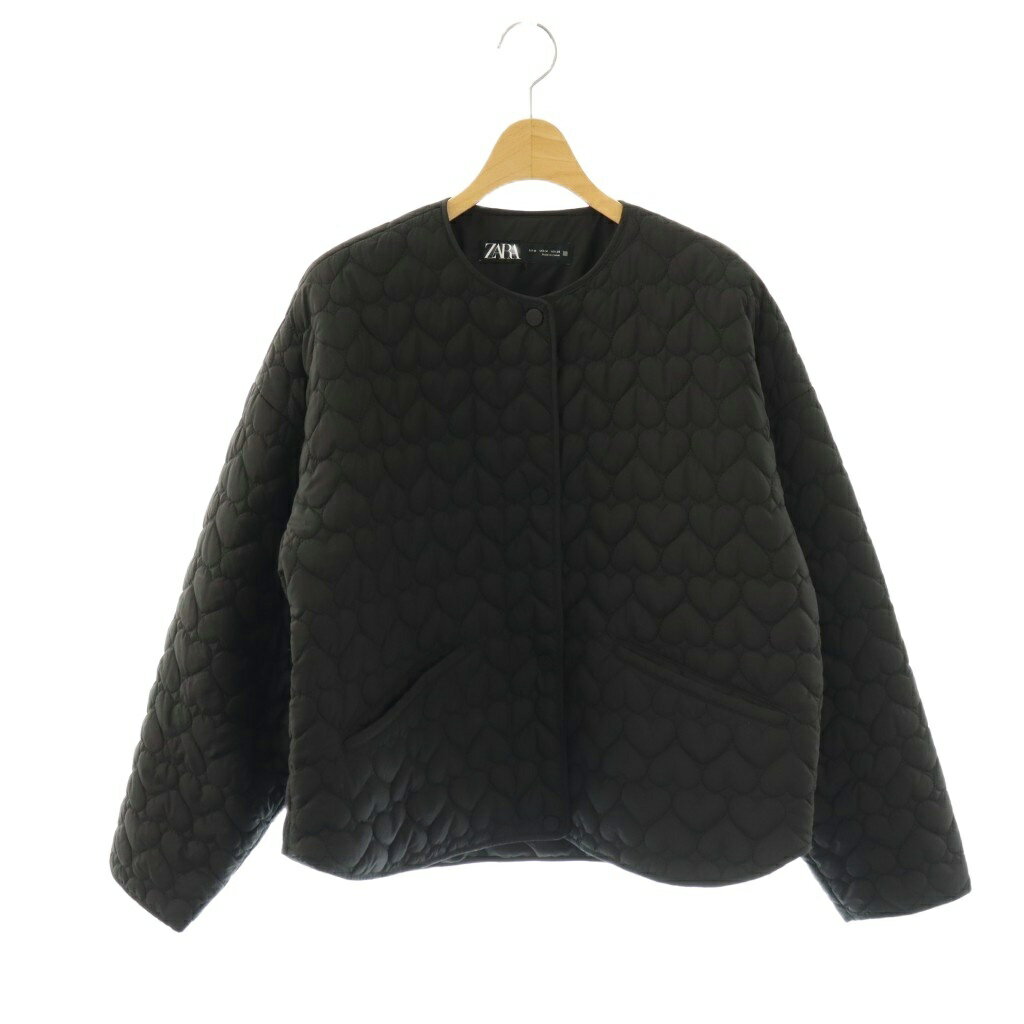 【中古】ザラ ZARA ハートキルティング ジャケット 上着 M ブラック ノーカラー 長袖 /OK ■OS レディース 【ベクトル 古着】 260415