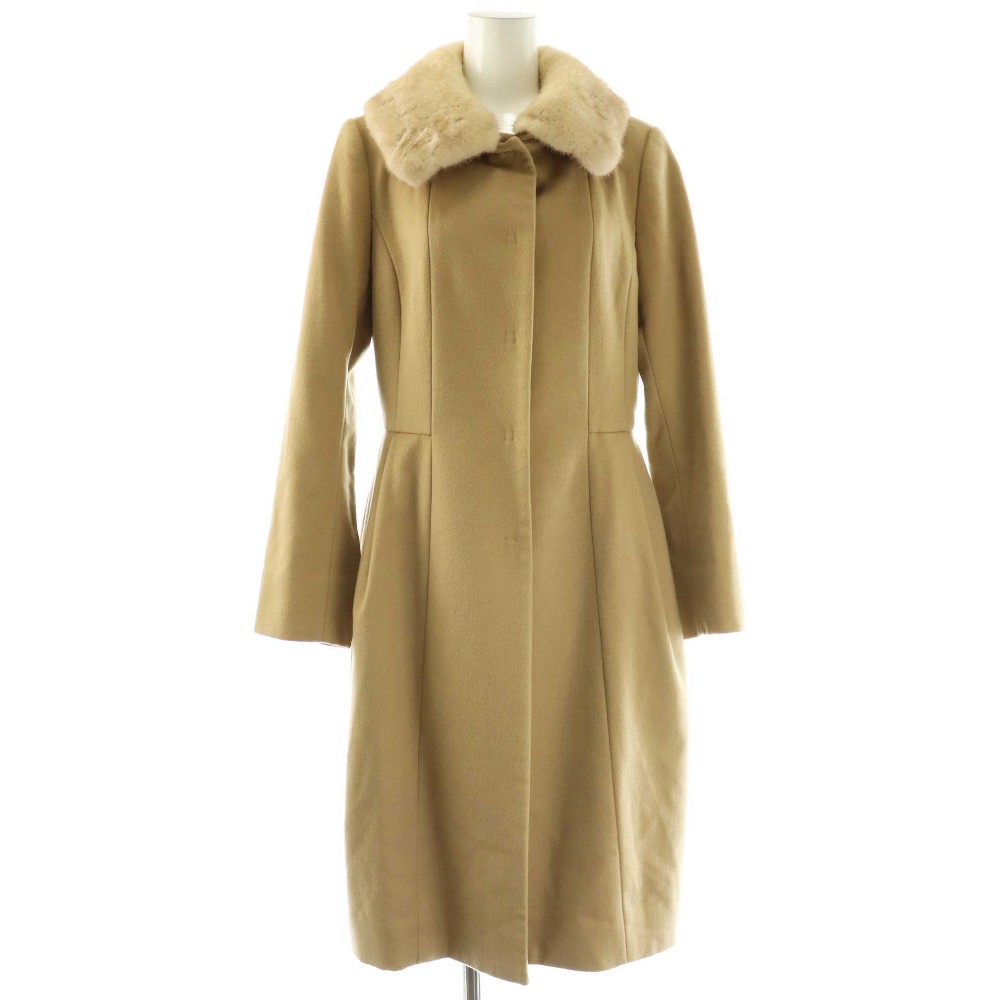 Rakuten - 【中古】フォクシー ブティック FOXEY BOUTIQUE カシミヤ ミンクファー コート アウター ロング 38 ベージュ /NR ■OS レディース 【ベクトル 古着】 260430