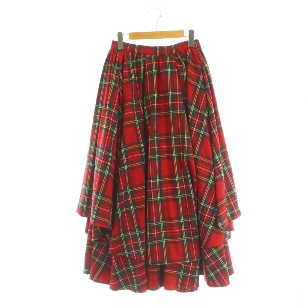 【中古】キャンディストリッパー Candy Stripper SWOON CHECK LONG SKIRT ロングスカート チェック ボリューム サーキュラー S レッド /MY ■OS レディース 【ベクトル 古着】 260421