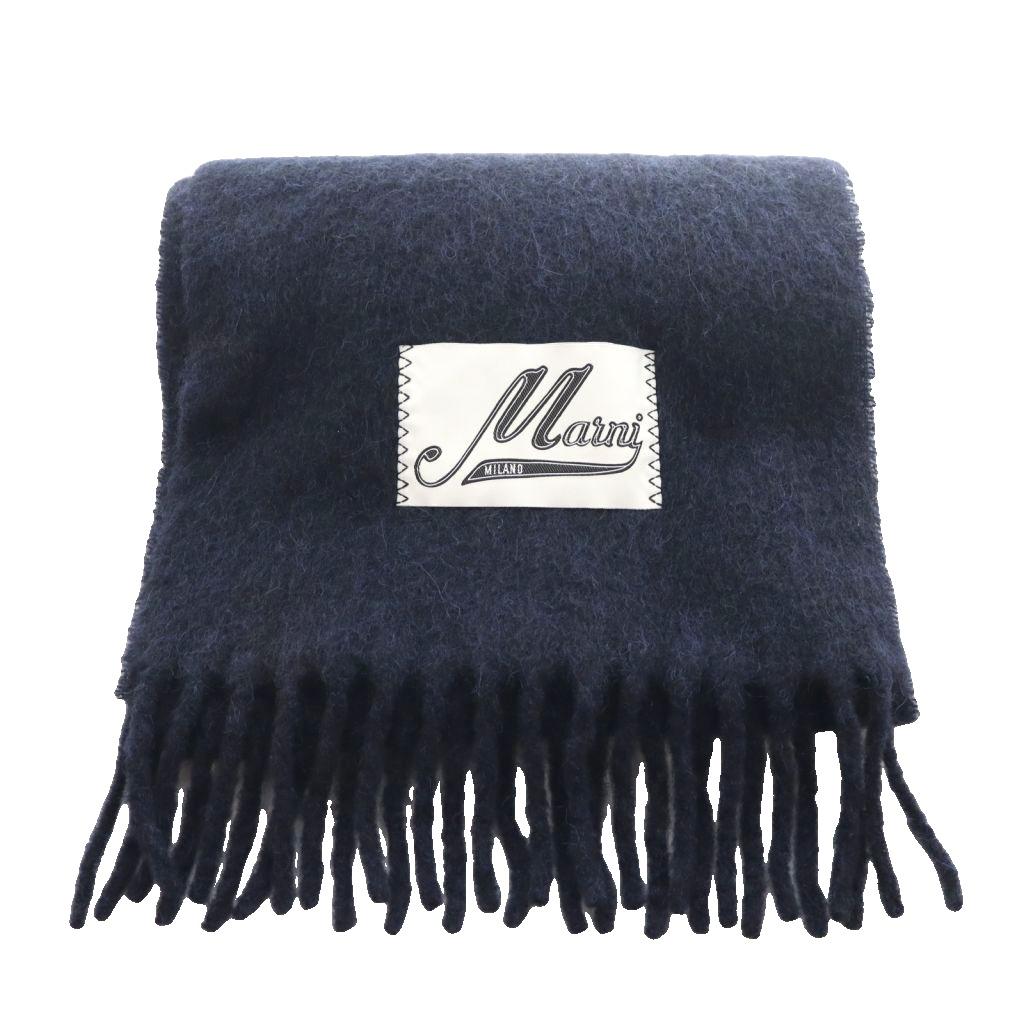 For Women - 【中古】マルニ MARNI 24AW ロゴパッチマフラー ストール 紺 ネイビー /SS ■OS ■SH レディース 【ベクトル 古着】 260428