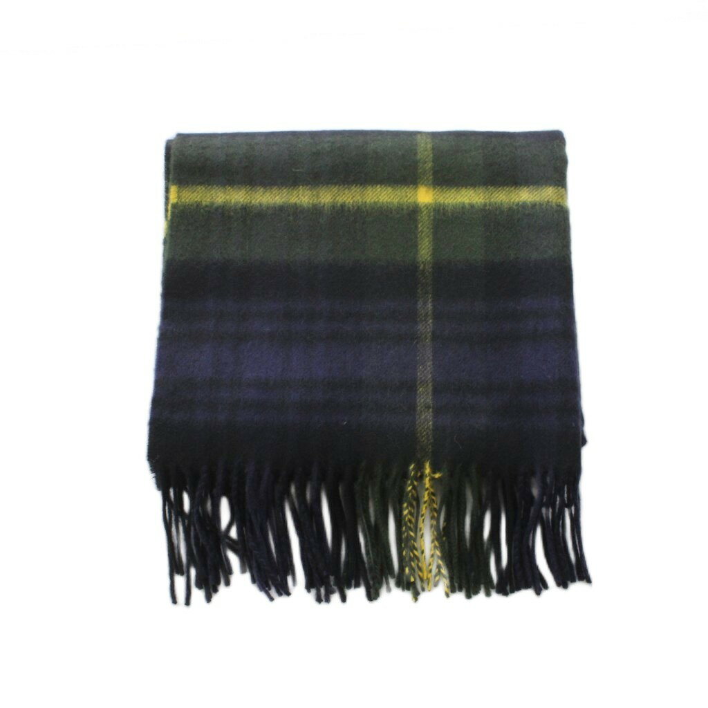 【中古】未使用品 ジョンストンズオブエルガン Johnstons of Elgin マフラー ストール カシミヤ ネイビー チェック柄 フリンジ 起毛 /RI ■OS ■SH メンズ レディース 【ベクトル 古着】 260427 2