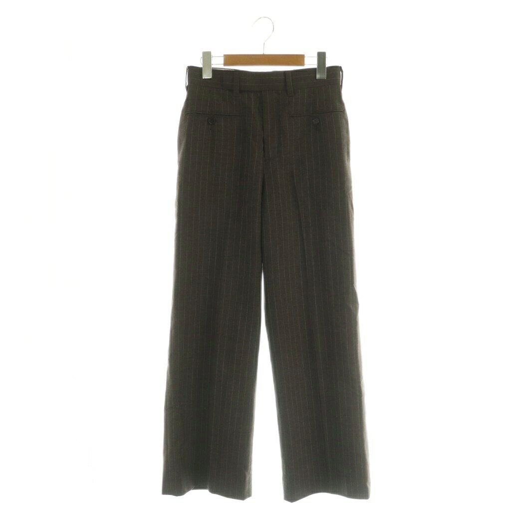 ジョンメイソンスミス JOHN MASON SMITH JANE SMITH STRIPE WOOL TROPICAL BACK FRONT SLACKS ストライプ スラックス 34 ブラウン /MY ■OS レディース  260424