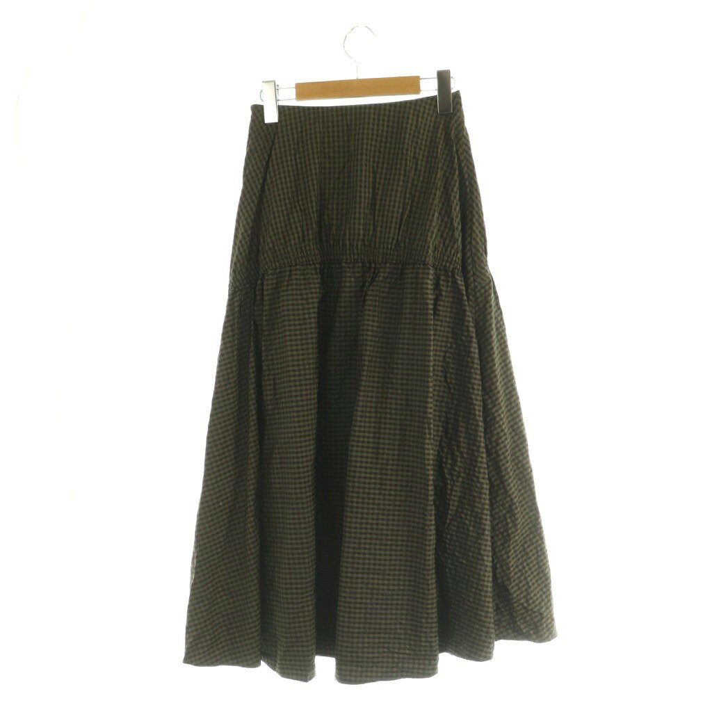 【中古】ミラオーウェン Mila Owen シャーリングボリュームミディスカート ロング フレア チェック 0 ブラウン /MY ■OS レディース 【ベクトル 古着】 260424 vectorpremium-19045478 ブランド古着ベクトルプレミアム店 サンプル画像2
