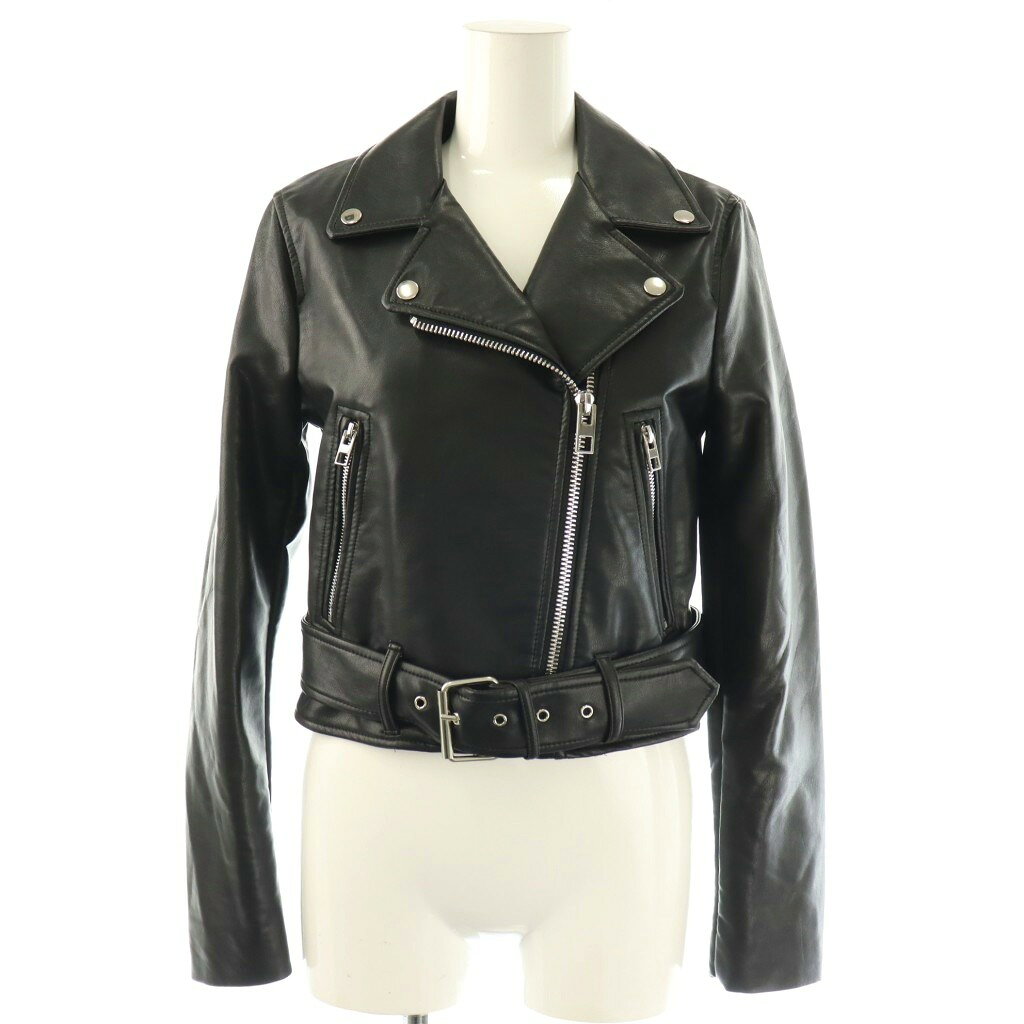 【中古】ザラ ZARA エコレザー ライダースジャケット ダブル アウター XS 黒 /NR ■OS レディース 【ベクトル 古着】 260425