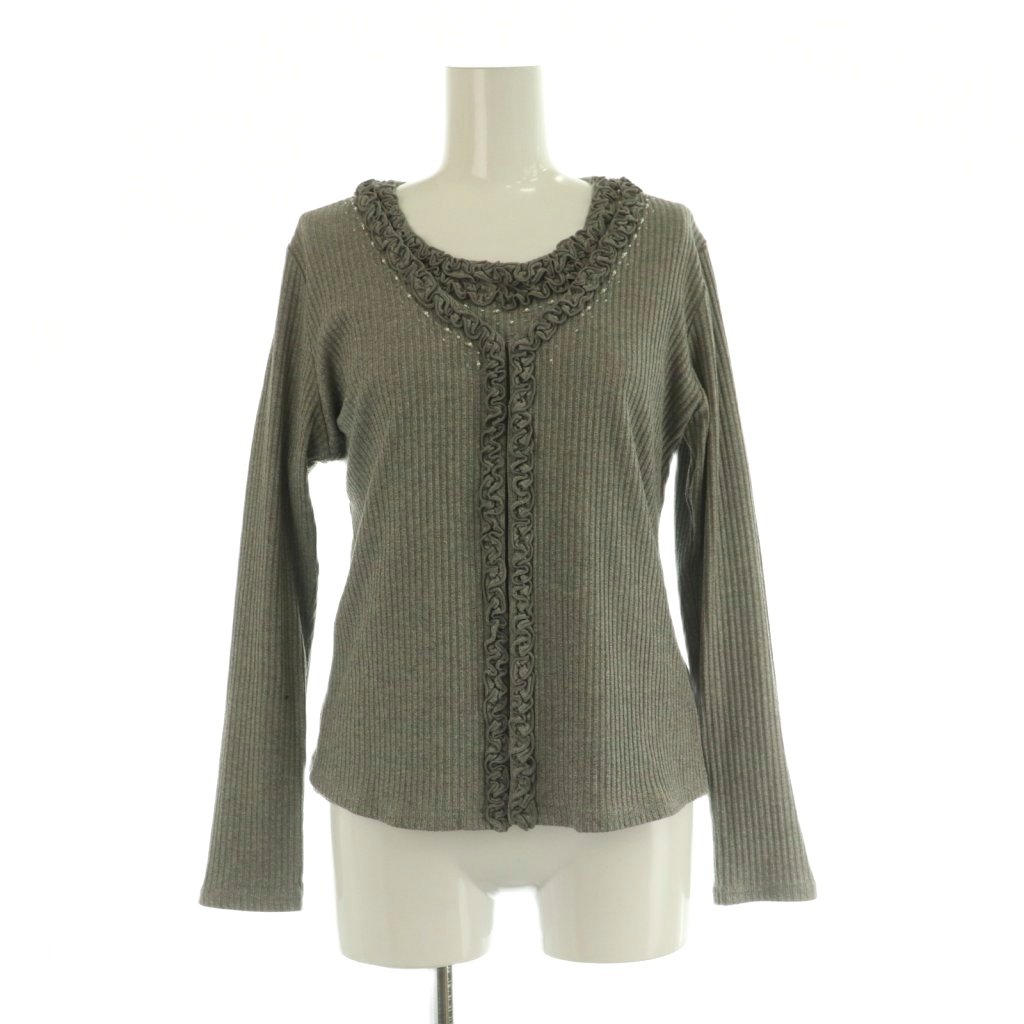 Other - 【中古】クレージュ courreges アンサンブルニット カーディガン 半袖カットソー フリル ビジュー 38 グレー /MY ■OS レディース 【ベクトル 古着】 260429