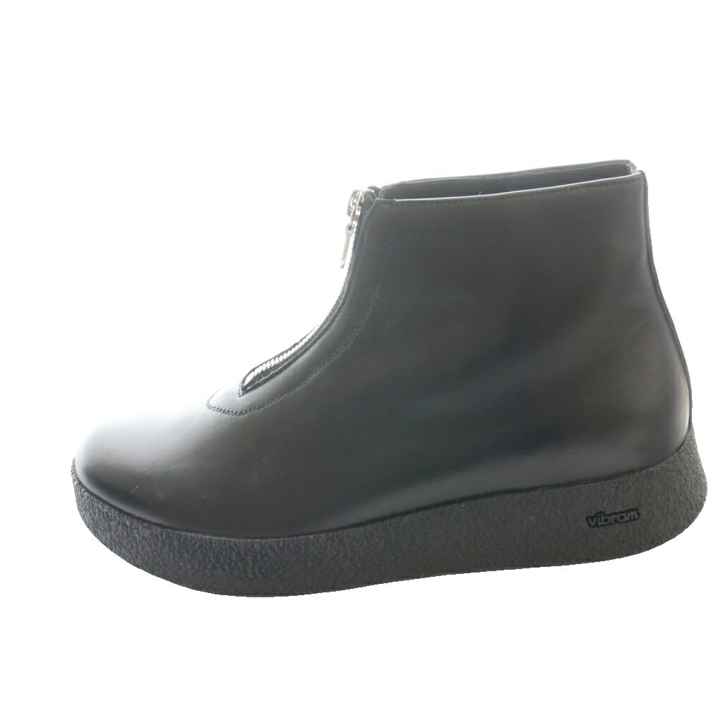 トシノスケタケガハラビューティフルシューズ TOSHINOSUKE TAKEGAHARA BEAUTIFUL SHOES クレープ カット フロントジップ CREPE CUT FRONT ZIP アンクルブーツ ショート 25cm 黒 ブラック /SS ■OS レディース  260504