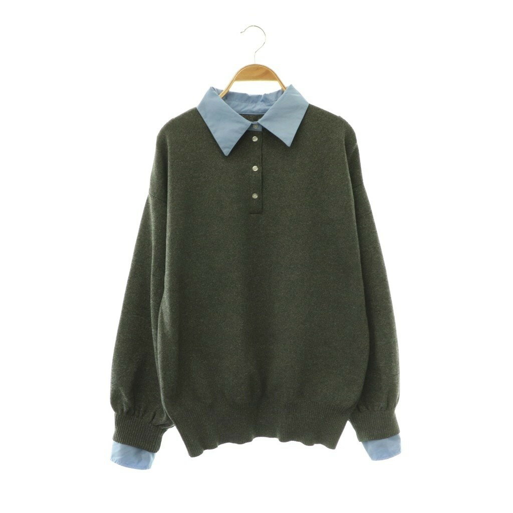 樂天商城 - 【中古】ナイロ nairo 襟付きポロトップス ニット セーター 長袖 F黒 グレー /HS ■OS レディース 【ベクトル 古着】 260518