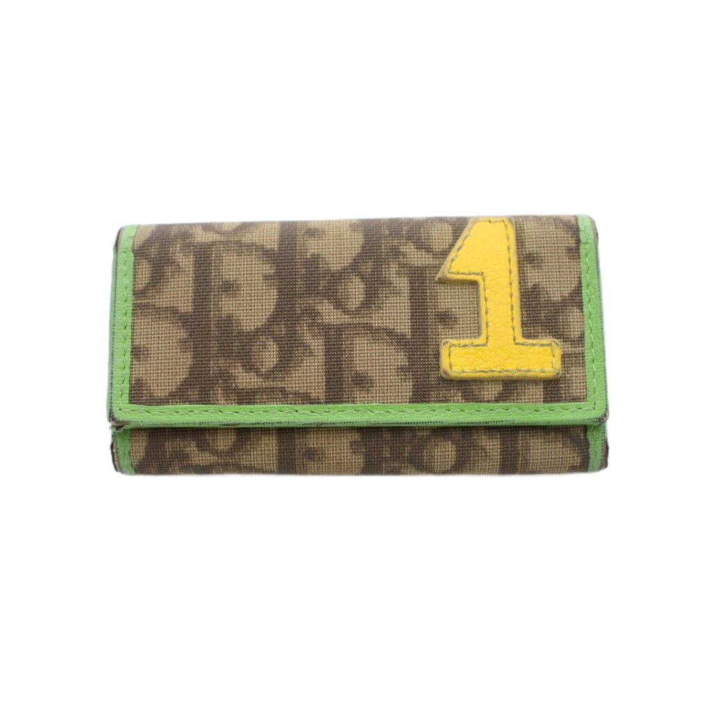 【中古】クリスチャンディオール Christian Dior キーケース 茶色 ブラウン 黄緑 モノグラム柄 ナンバリング パイピング /RI ■OS ■OH メンズ 【ベクトル 古着】 260525