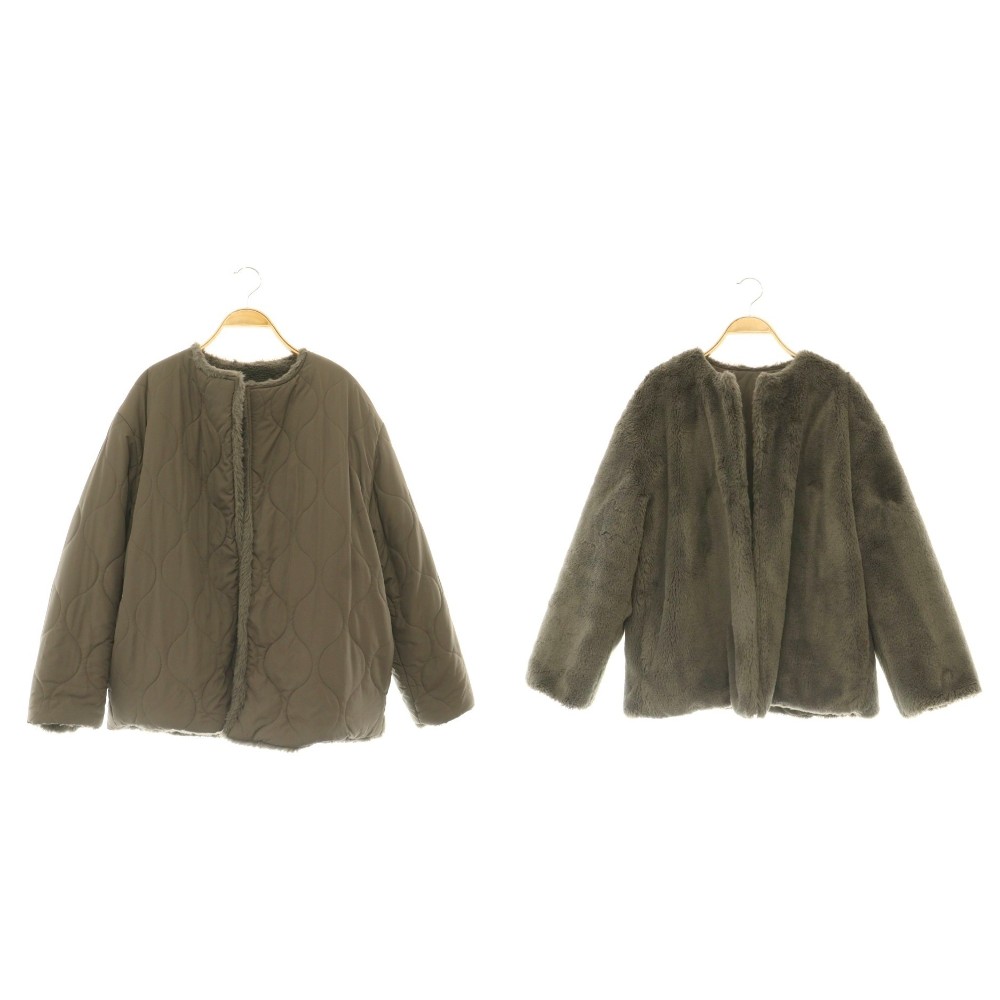【中古】ミラオーウェン Mila Owen リバーシブルエコファージャケット ノーカラー F チャコールグレー /DO ■OS レディース 【ベクトル 古着】 260519 vectorpremium-19077741 ブランド古着ベクトルプレミアム店 パッケージ画像