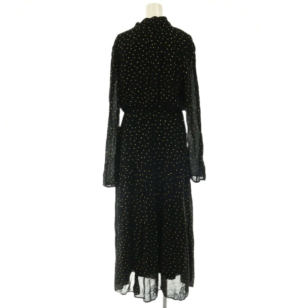 【中古】ミラオーウェン Mila Owen 箔プリントギャザーシフォンワンピース 1 ブラック ゴールド色 /ES ■OS レディース 【ベクトル 古着】 260518 vectorpremium-19078280 ブランド古着ベクトルプレミアム店 サンプル画像2