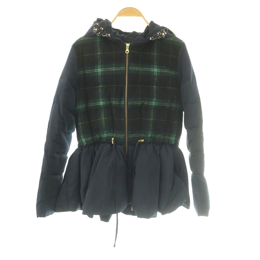 【中古】チェスティ Chesty 4WAYペプラムダウンジャケット 1 マルチカラー 紺 ネイビー 緑 グリーン /SS ■OS レディース 【ベクトル 古着】 260525