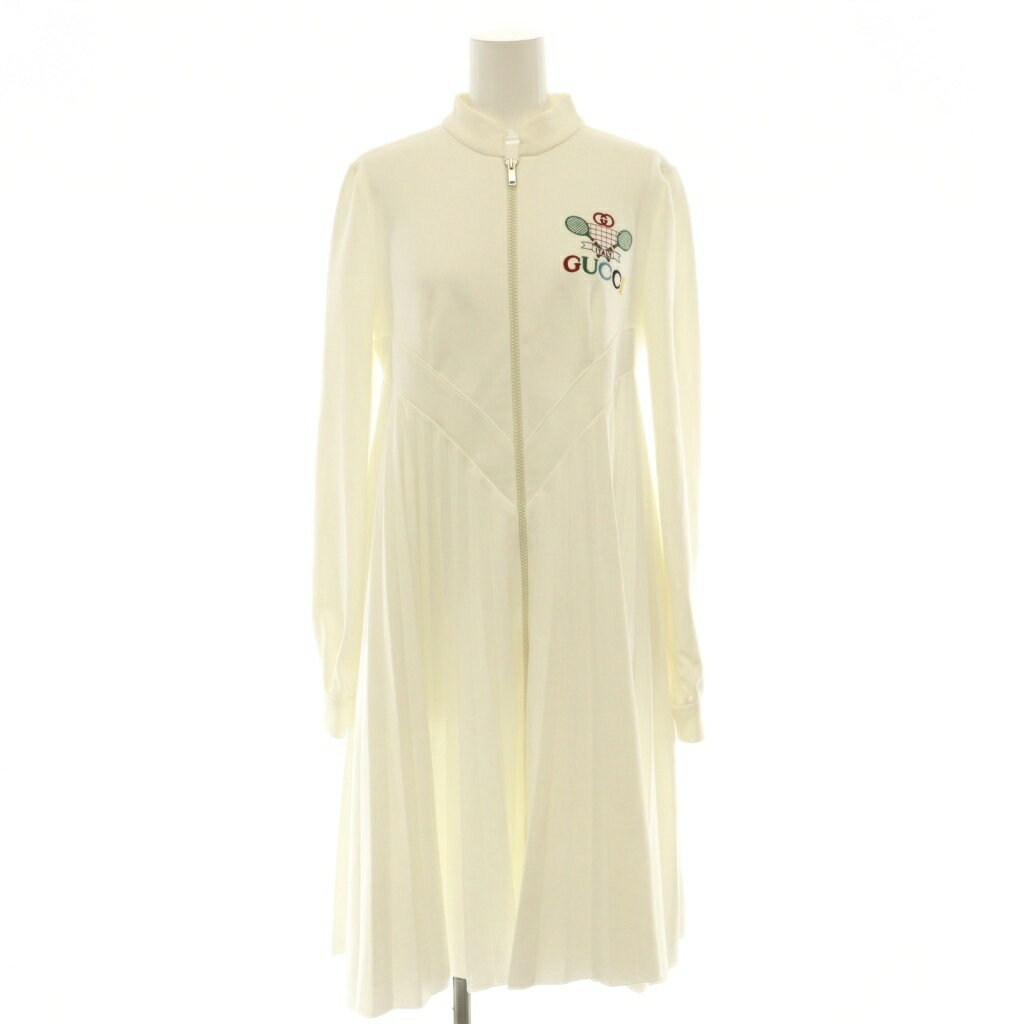 gucci///////////////\' - 【中古】グッチ GUCCI テニスロゴプリーツ ドレス ワンピース フロントジップ ひざ丈 長袖 573990 レディース 【ベクトル 古着】 260608