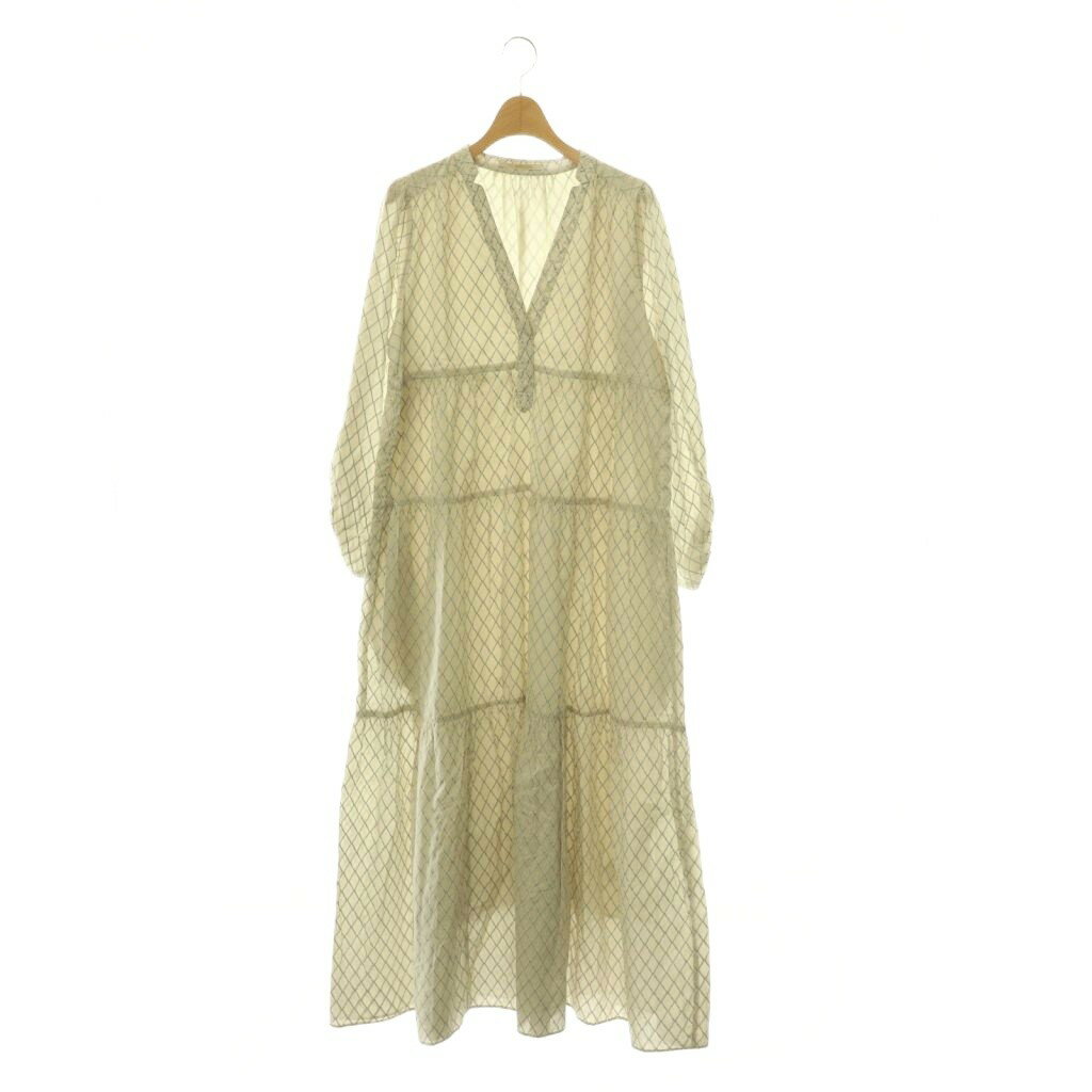 ヌキテパ NE QUITTEZ PAS! Dia Check Print Tiered Dress ワンピース ティアード M ライトグレージュ グレー /ES ■OS ■SH レディース  260602