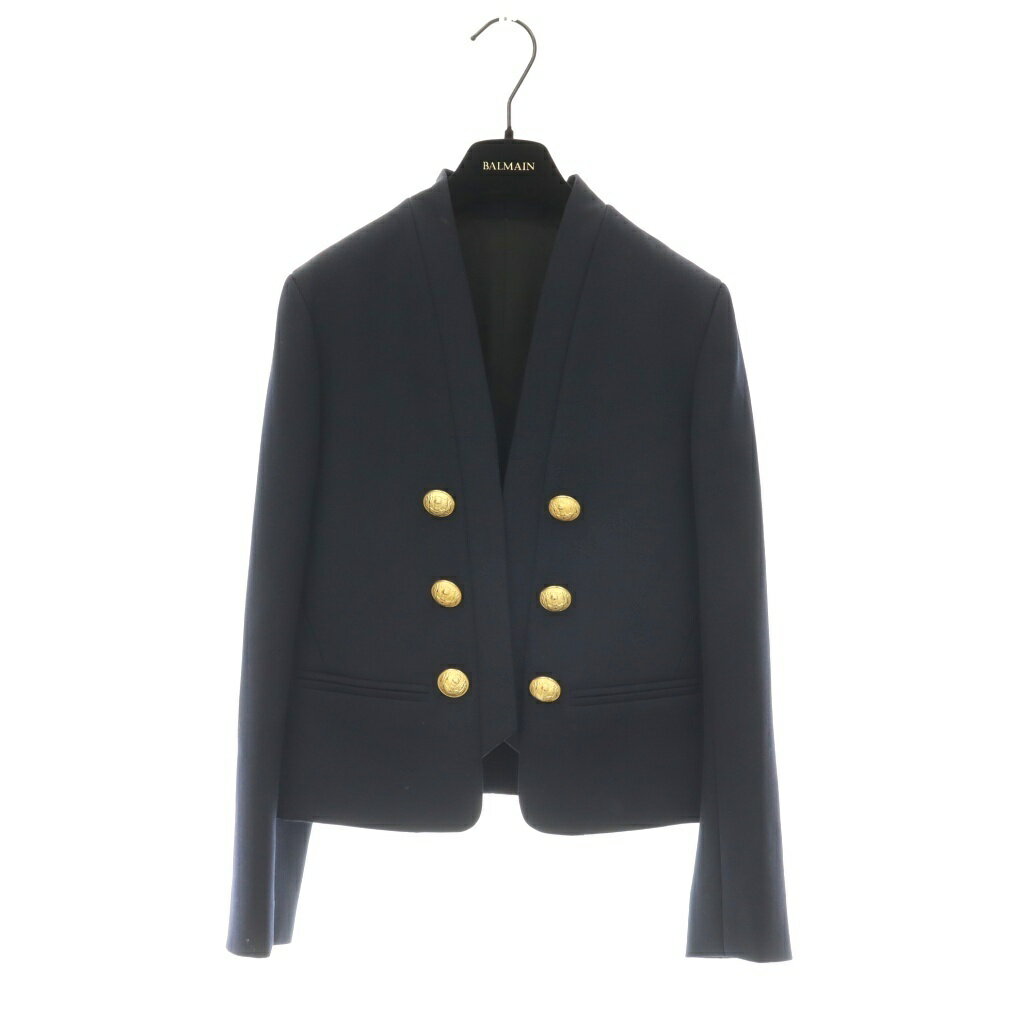 バルマン BALMAIN KIDS 6B SPENCER JACKET 金ボタン ジャケット ノーカラー ウール 10A 紺 ネイビー /HS ■OS ■SH キッズ  260610