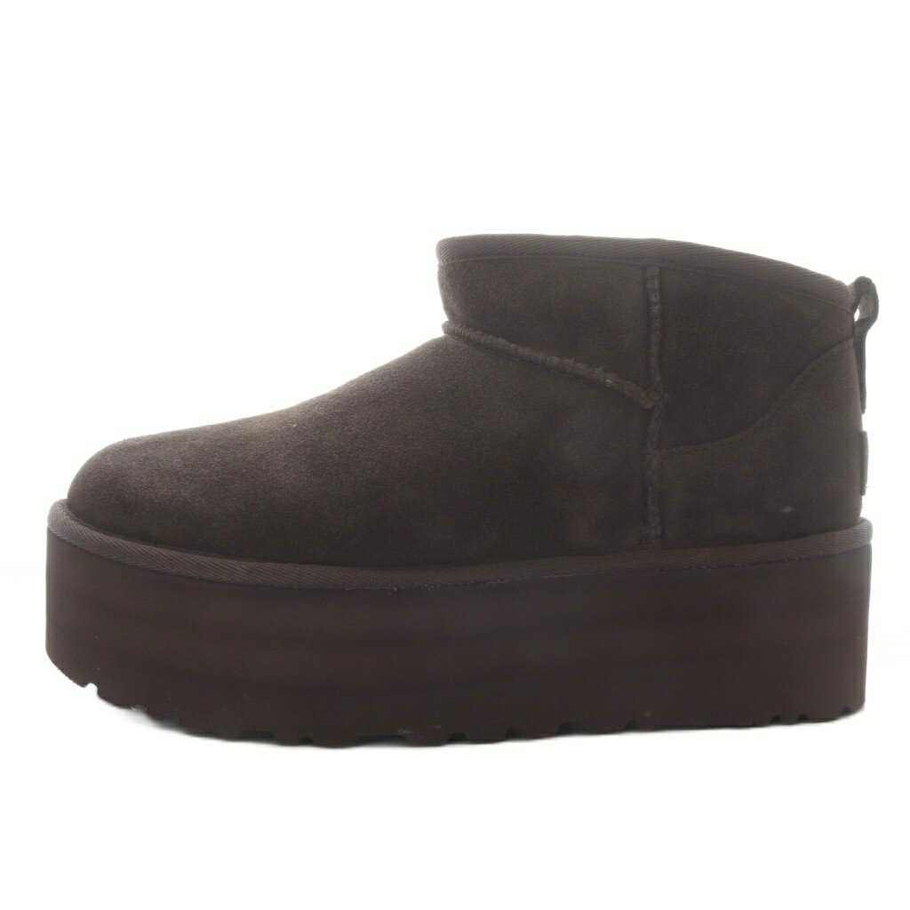 【中古】アグ オーストラリア UGG australia Classic Ultra Mini Platform ムートンブーツ ショート プラットフォーム 厚底 スエード US7 ダークブラウン 1135092 /YO23 レディース 【ベクトル 古着】 260611